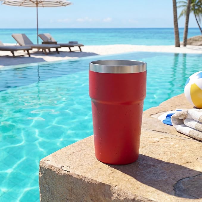 MEWAY 16oz Tumbler Double Wall Vacuum Insulated Travel Mug Bulk, Stainless Steel Tumblers with Lid, Powder Coated Coffee Cups for Cold & Hot Drinks (Red,18 Pack Pack)