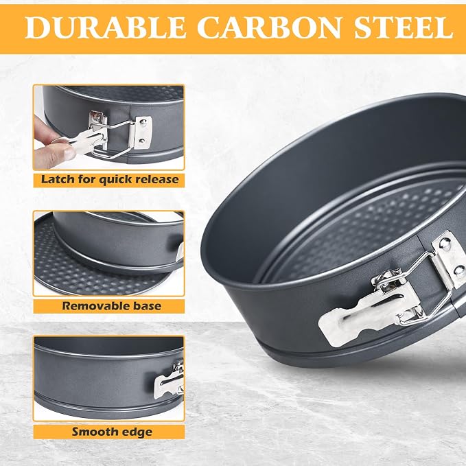 Webake 8 Inch Springform Pan Set for Baking, Nonstick Cheesecake Pan Deep Dish Round Cake Molds with 50 Pcs Parchment Paper Liners