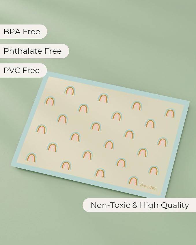 Disposable Placemats Baby - Pack of 45 BPA Free Table Toppers for Kids and Toddlers - Extra Sticky Travel Mat for Restaurant (Cream/Sage/Blush)