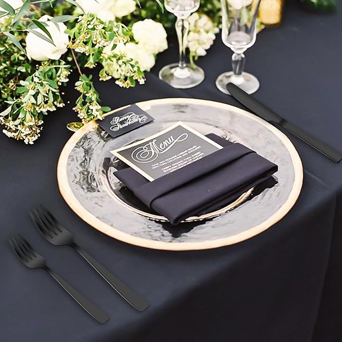 24-Piece Black Silverware Set for 4, Stainless Steel Flatware Set with Steak Knives & Utensil Sets - Mirror Finish Cutlery for Home & Restaurant