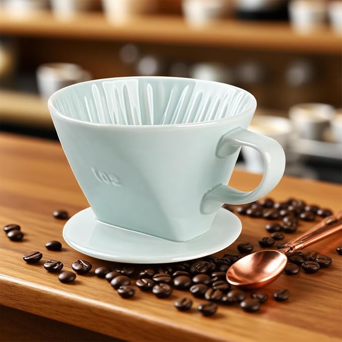 Ceramic Pour Over Coffee Dripper, V-Shaped Coffee Filter Cone | Brews rich, balanced coffee with a 3-hole design for smooth extraction and consistent flavor in every cup.