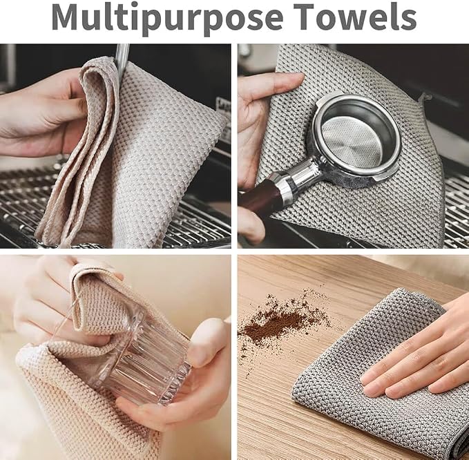 Barista Microfiber Towels 6-Pack, Coffee Cloths 12"x12" | Espresso Accessories Cleaning Towel for Steam Wands & Countertops, Essential Coffee Bar Accessories