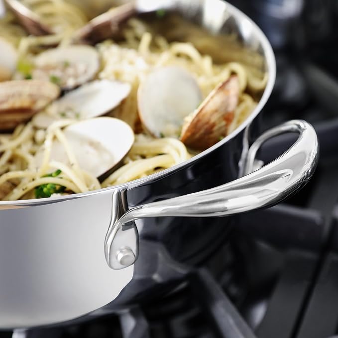 KEAWELL K3 Premium Tri-Ply Fully Clad Sauté Pan with Lid (4-Qt) | 4-Qt Tri-Ply Fully Clad Stainless Steel Sauté Pan; Compatible with All Stovetops; Oven Safe to 600°F