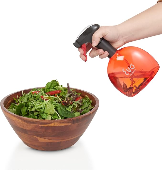 Evo Original Oil Sprayer Bottle | Non-Aerosol for Olive Oil, Cooking Oils, Vinegars | 24-Oz Capacity | Rotatable Nozzle | Gourmet Cooking Tools - Food-Safe Materials | Red
