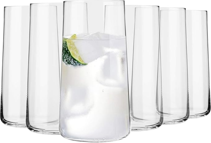 Krosno Water Glasses Set of 6, 18.3 oz, Avant-Garde Collection | Drinking Glasses, Lead-Free Crystal Glassware, Juice Glasses, Highball Glass Set, Dishwasher Safe, Made in Europe