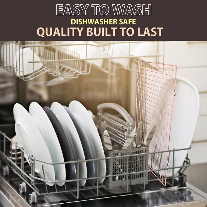 2PCS Cooling Rack for Cooking Baking, 16" x 10" Wire Rack, Rose Gold | Thick Wire Rack, Oven & Dishwasher Safe, for Roasting, Grilling, Drying, Fits Half Sheet Pan
