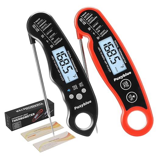 𝟮𝟬𝟮𝟲 𝙐𝙥𝙜𝙧𝙖𝙙𝙚𝙙 Instant Read Digital Meat Thermometer by puxyblue - 2 Pack Waterproof & Super Fast Food Thermometer Widely Used for Indoor & Outdoor Cook, Grill, Bake, BBQ, Candy Making