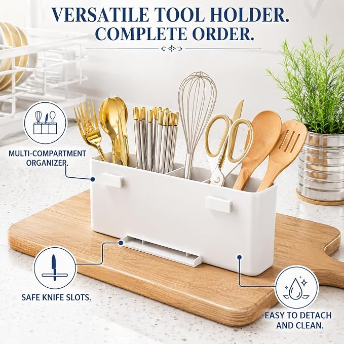 Stainless Steel Dish Drying Rack with Drainboard & Utensil Holder