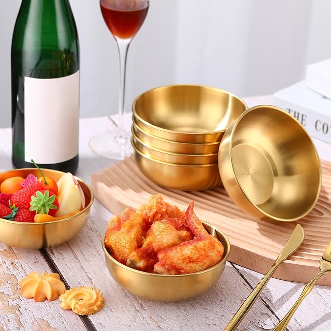 Nuogo 10 Pcs 4.7 Inch Gold Bowls Stainless Steel Esthetician Facial Bowls | Multi-use for Spa Facials Baking Serving, Christmas Wedding Decor, Professional Mixing Prep, Salad Fruit Candy Display Bowls