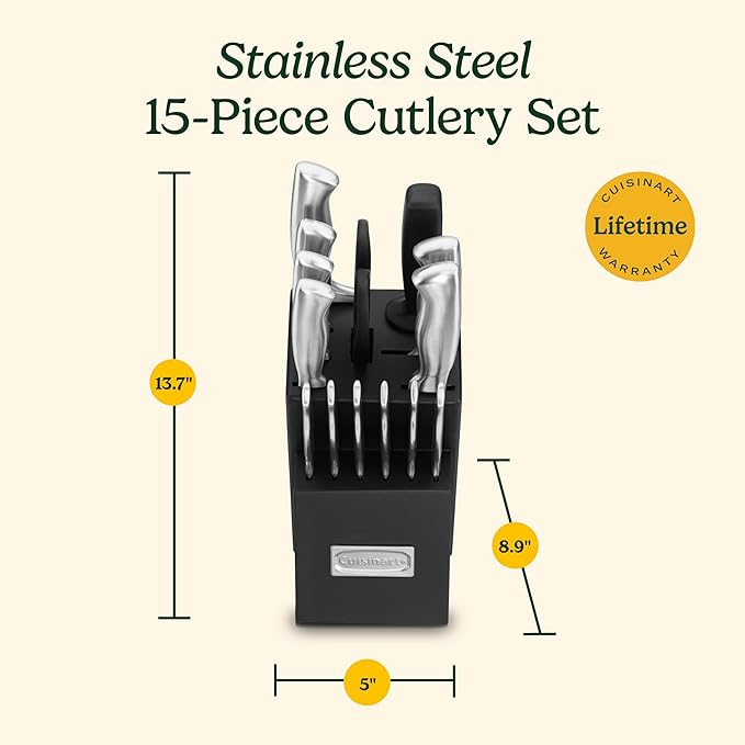 Cuisinart 15-Piece Stainless Steel Hollow Handle Block Set, C77SS-15PK (Pack of 2)