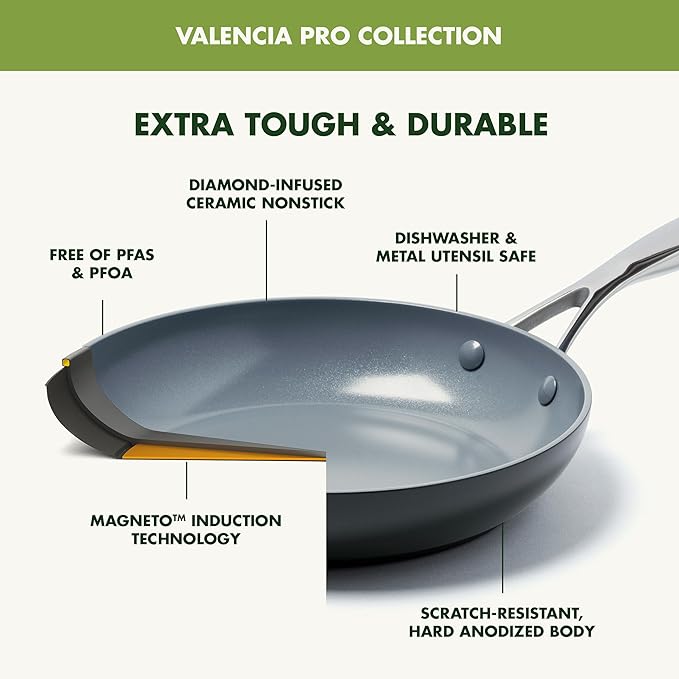 GreenPan Valencia Pro 5QT Ceramic Nonstick Stock Pot, Hard Anodized