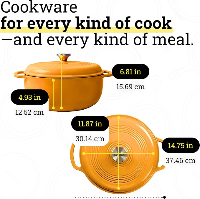 Lodge Essential Enamel Cast Iron Dutch Oven with Lid 7.5 Quart - Oven-Safe Enamel Cookware up to 500° F - Heat-Retaining Braising & Roasting Pot - Non-Toxic Cookware - Apricot