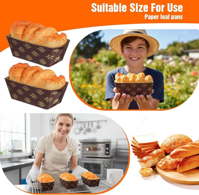 120pcs mini loaf pans disposable mini paper bread loaf pans disposable paper loafs pan for baking loafs pan liners Rectangle Corrugated Cardboard for Bread,Small Pumpkin Breads,Meatloaf