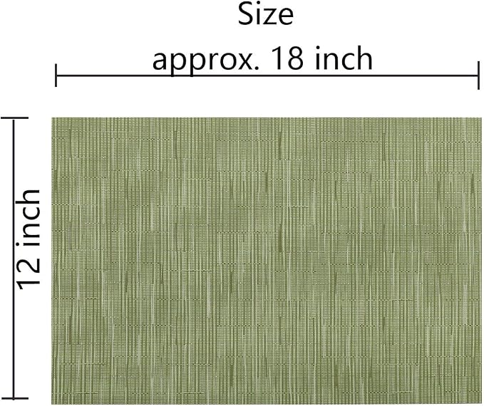 SHACOS Placemats Set of 6 Woven Vinyl Place Mats for Dining Table Wipe Clean Non Slip Christmas Table Mats (6, Olive Green)