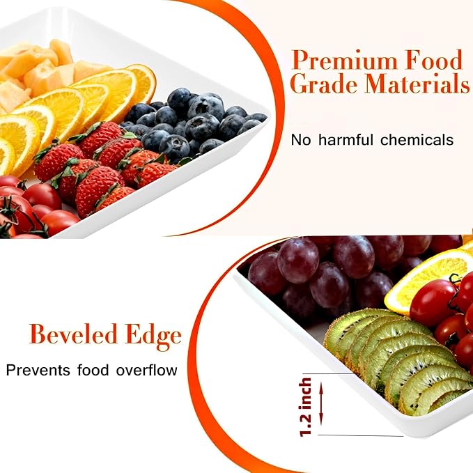 DCA 4 Pack White Serving Trays for Entertaining, BBQ & Parties | Grilling accessories | Snacks, Donuts & Appetizers | Stackable & Lightweight Set | Space-saving Stack