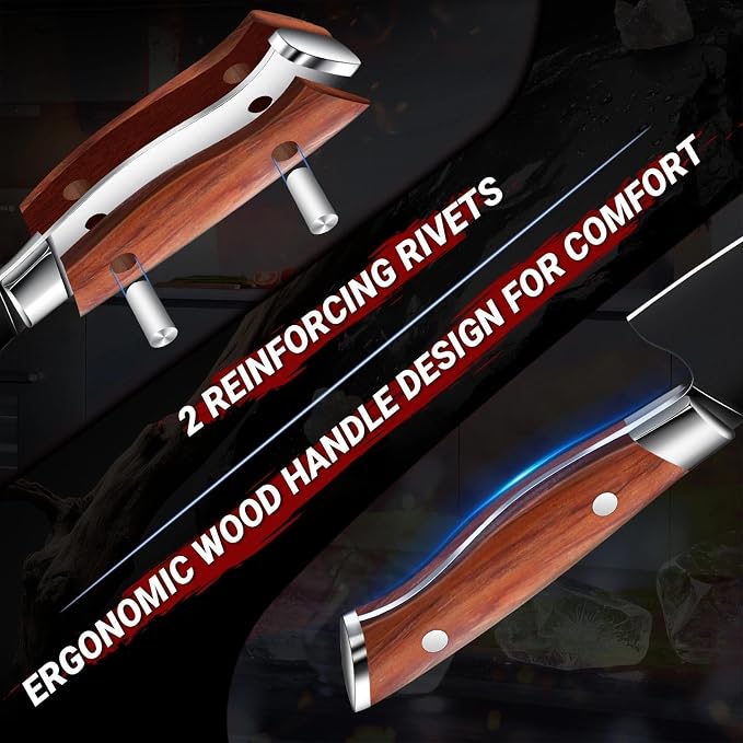 TIVOLI 3 PCS Santoku Knife Set - Chef Knife Set with Ergonomic Wood Handle | German High Carbon Stainless Steel, Full Tang Ergonomic Wood Handle, Gift Box, Stain Resistant & Easy to Clean, for Cooking