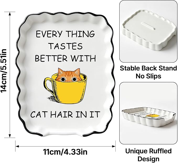 Cute Coffee Spoon Rest, Ceramic Spoon Holder for Coffee Bar Accessories | Cafe Station Decor, Small Teaspoon Rest Farmhouse Cafe Bar Decor Accessories for Countertop