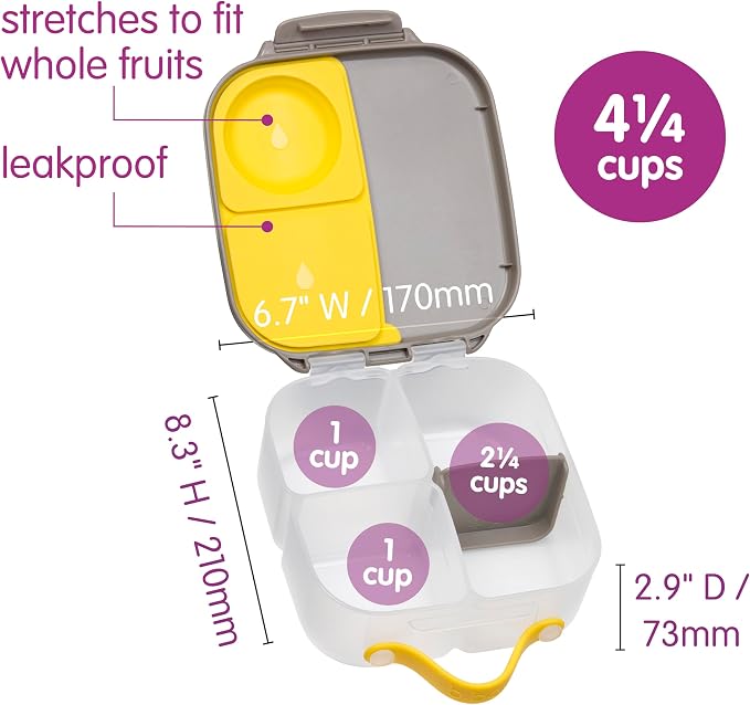 b.box Batman Mini Lunch Box Kids, Snack Containers for Kids, 4.25 Cup | Bento Box for Kids, Perfect 1st Lunch Box, Lunch Containers, Leak Proof, Dishwasher Safe, BPA Free, PFAS Free, Ages 3+