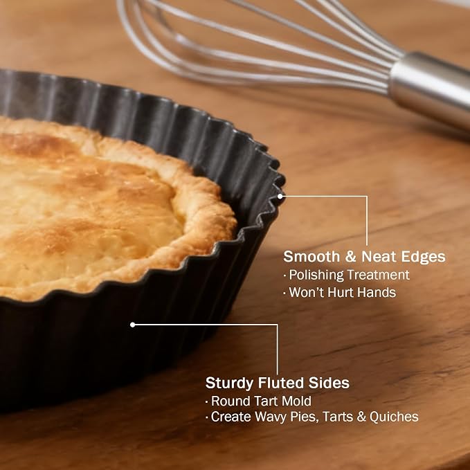 2 Pack 10 Inch Pie Pan with Removable Bottom | Detachable bottom design,Deep dish, Egg cream pastry pie plate, Not easy to stick,Portable Baking Kit, Durable Construction