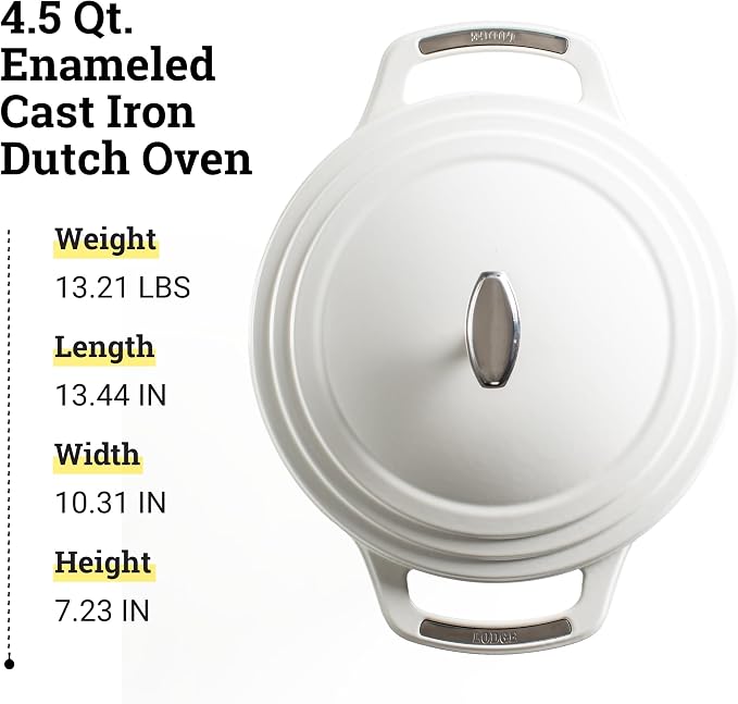 Lodge USA Enamel Dutch Oven 4.5 qt., White
