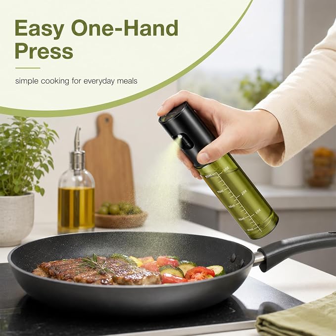 Oil Sprayer For Cooking,Olive Oil Spray Bottle Mister Refillable | Light-Proof 100ml Food Oil Dispenser,for Kitchen, Salad, Baking, BBQ, Frying