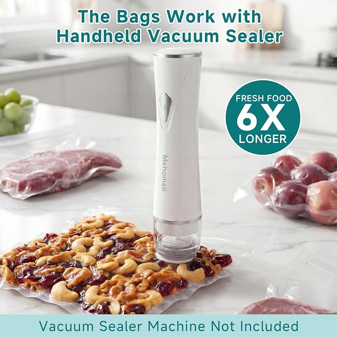 Mehomeli Reusable Vacuum Sealer Bags, 30 Medium Bags, 11in × 10.2in | BPA-free, Freezer and microwave safe, Leak-proof and odor-resistant, Compatible with most handheld vacuum sealers
