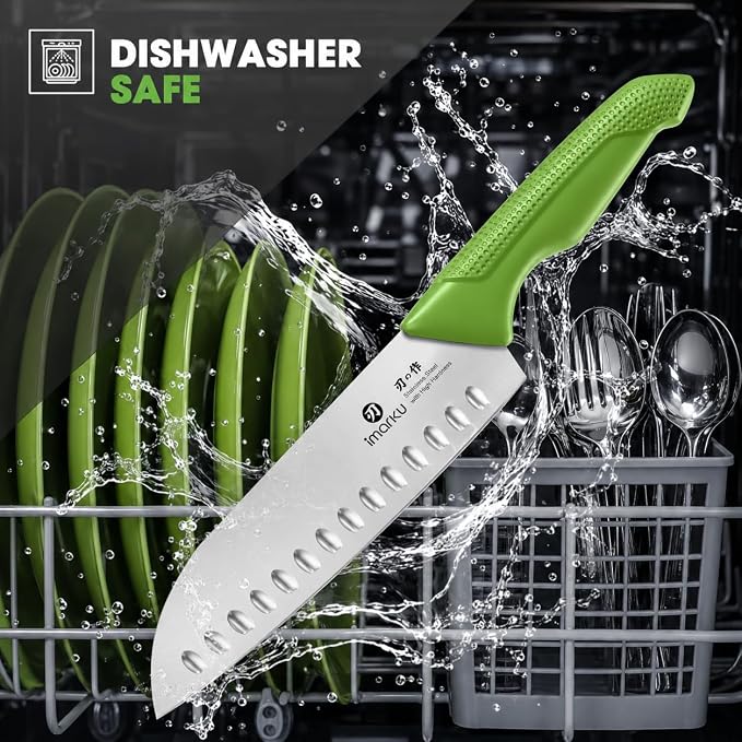 iMarku 14-piece high-carbon stainless steel knife set, dishwasher safe | Ultra-sharp Japanese knife, built-in sharpener, non-slip ergonomic handle, restaurant-grade quality, eco-friendly
