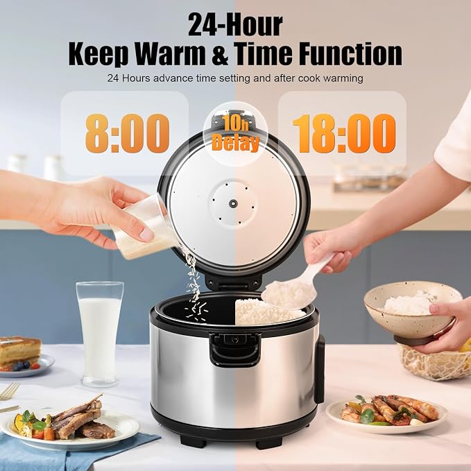 Commercial Rice Cooker,15.85QT/84 Cups Cooked Rice,15L Extra Large | Capacity Rice Cooker & Warmer,1350W Fast Rice Cooker With LED Display,Nonstick Inner Pot,Multi-Function Electric Rice Maker