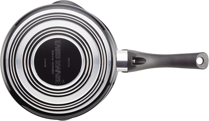 Farberware Glide Copper Ceramic Nonstick Straining Sauce Pan with Lid, 3-Quart, Black