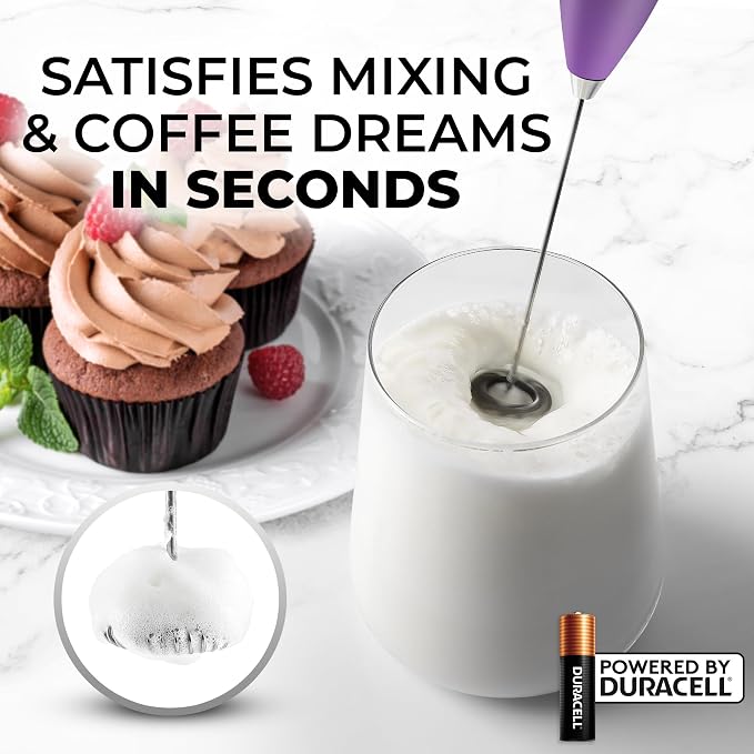 Zulay Powerful Milk Frother for Coffee with Upgraded Titanium Motor - Handheld Electric Whisk, Milk Foamer, Mini Mixer & Coffee Blender for Frappe, Latte, Matcha, No Stand - Mystic Galaxy