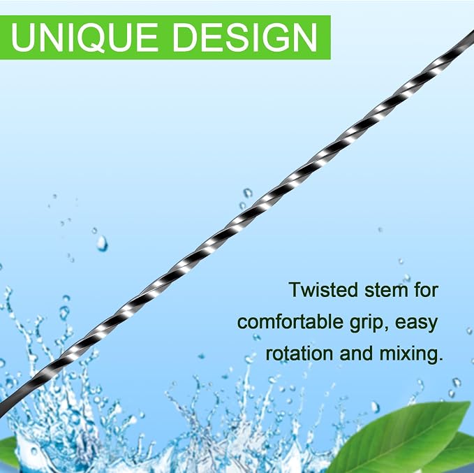 Bar Spoon Cocktail Mixing Stirrers,2Pcs,12” with Trident Fork, Black | 18/8 Stainless Steel, Double Ended Design, Long Drink Spoons, Trident Fork, for Stirring Coffee & Cocktails