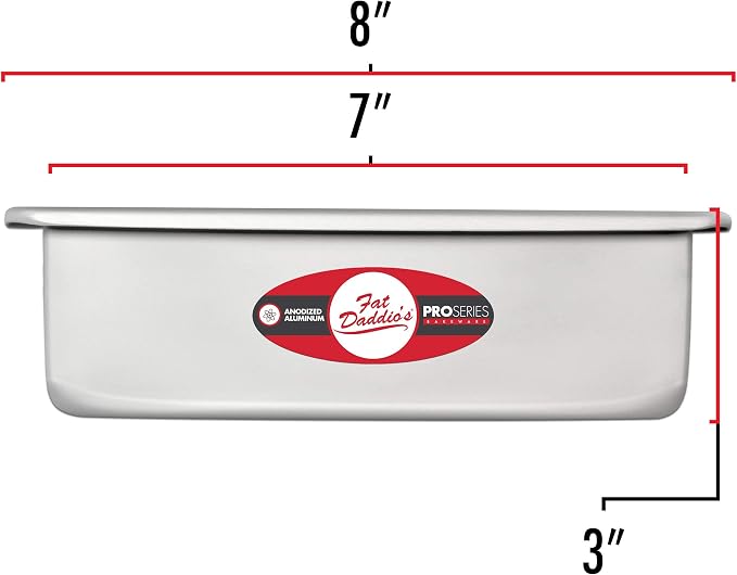 Fat Daddio's PSQ-773 Anodized Aluminum Square Cake Pan, 7 x 3 Inch