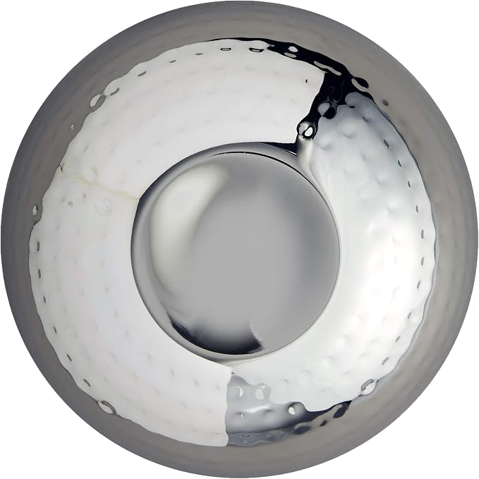 Elegance Hammered 8-Inch Stainless Steel Wave Serving Bowl, Silver, 8" x 8" x 4"