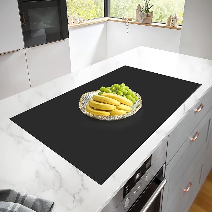 Silicone Mats for Kitchen Counter Heat Resistant Countertop Protector | 25'' X 17", Black | Non-Slip Table Mat Desk Saver Pad, Non-Stick Reusable Pastry Mat, Silicone Placemat, Craft Mat