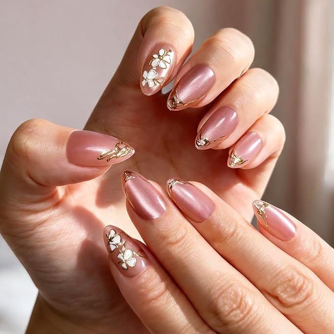 6 Packs (144 Pcs) | Reusable Press on Nails | cute nails | 6-Style Bundle | 12 Sizes | Each Style 24 Pcs | Blush Pink Luxury Press