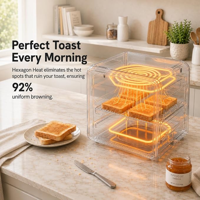VAL CUCINA 6-in-1 Retro Air Fryer Toaster Oven Combo, Compact 12.7 QT Small Countertop Convection Oven, Fits 9" Pizza & 4 Toast, Hexagon Hybrid Heating, Enamel Baking Pan Included, Dark Grey Color