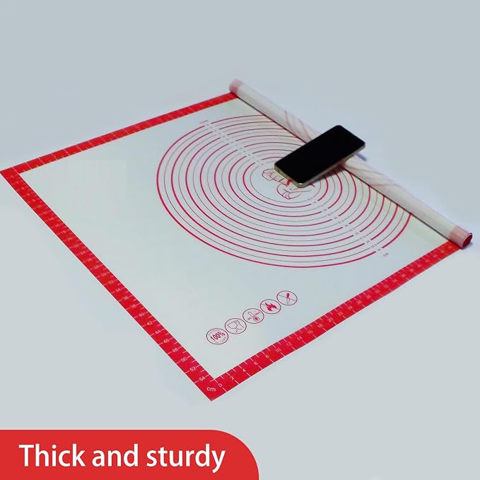 Pastry Dough Mat Silicone Baking Mats for Rolling Out Dough,Kneading Sheet,Silicone Sheet for Kitchen Counter red, 24 * 32in