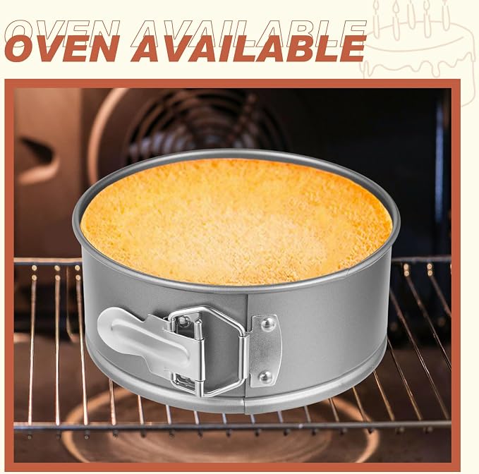 Funnymoom 4 Pcs 6 Inch Non Stick Springform Pan with Removable Bottom Carbon Steel Round Springform Cheesecake Pan with Stainless Steel Spring Buckles for Baking Kitchens Restaurant(Gray)