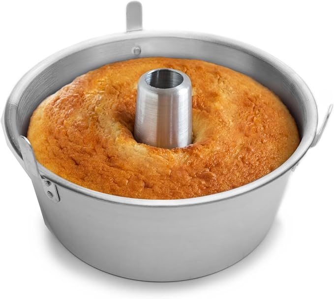 Fox Run Angel Food Cake Pan, Removable Bottom Aluminum 9.75" Reinforced Pan | Bake Bundt Cakes & Angel Food Cakes | Tube Cake Pan With Cooling Feet | Consistent Results | Kitchen Essential Baking Pan