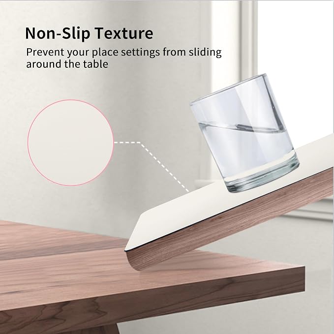 Maxpearl Faux Leather Placemats Set of 8, Easy to Clean, Ivory White | Waterproof - Heat Resistant - Non Slip - Wipe Clean Dining Table Place Mats, Suitable for Indoor & Outdoor Use, 17''×12''