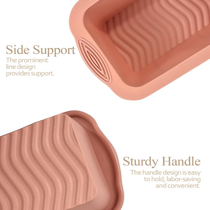 Koolstuffs Silicone Bread Loaf Pan, 2 PCS Rectangular Non-Stick Baking Mold Pans for Oven, Bread, Cake, Easy Release | Rectangular Non-Stick Baking Mold Pans for Oven, Bread, Cake, Easy Release