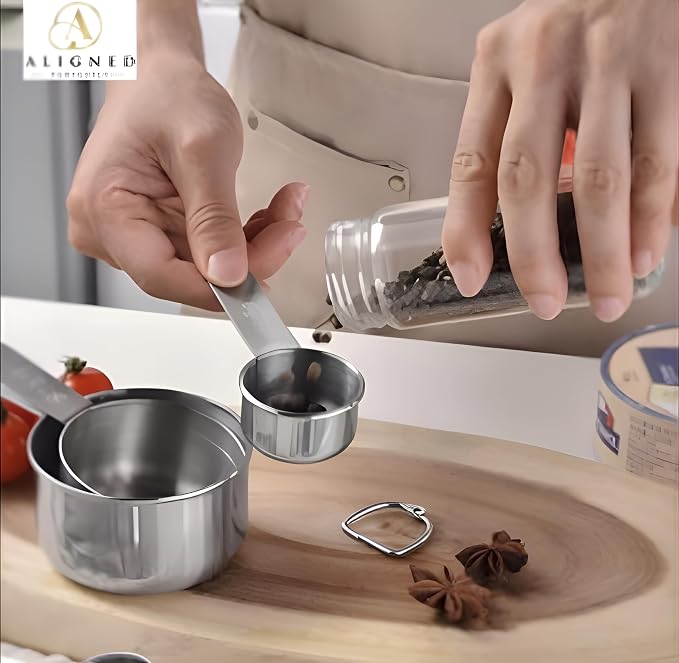 Premium No Rust 10-Piece Stainless Steel Measuring Cups & Spoons Set, Cups and Spoons, Kitchen Gadgets for Cooking & Baking, Easy To Read No Fading Engraved Measurements, & Stackable Design
