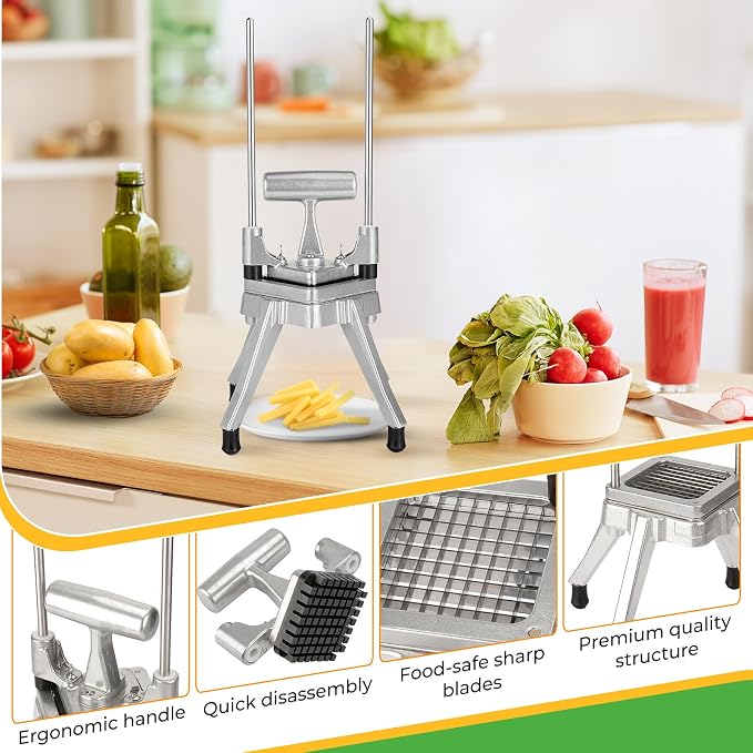 Commercial Vegetable Chopper, 3/8" Stainless Steel Dicer | 420 stainless blade, aluminum alloy frame, detachable for cleaning & storage, fast uniform dicing, for fruits & veggies