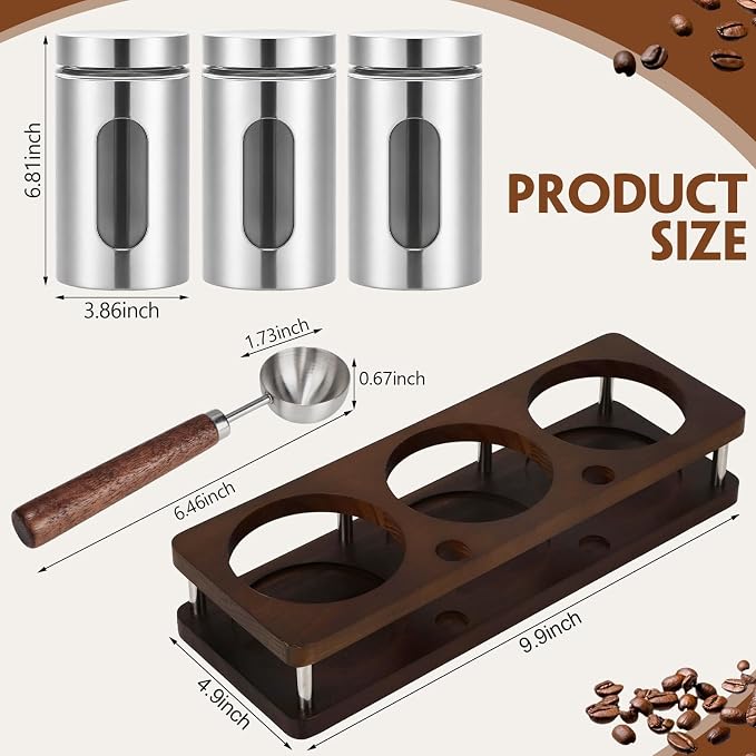 Coffee Ground Containers with Shelf,3,Classic Style,9.9 x 4.9''