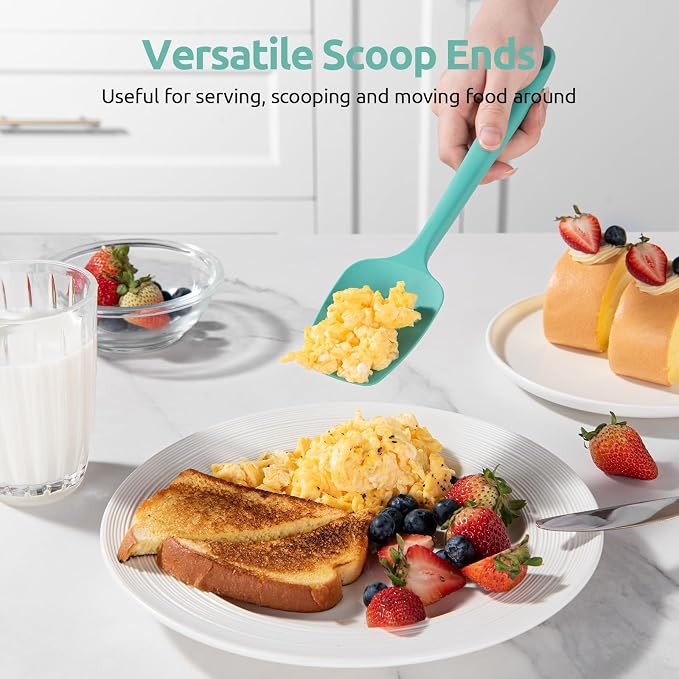 U-Taste Silicone Spatula Set with 600 Degrees Fahrenheit Heat Resistant (Teal/Aqua Sky) | Food Grade Hot-Proof Seamless Rubber Scraper, Kitchen Flexible Silicon Cooking Utensil Set, Diswasher Safe Baking Supplies
