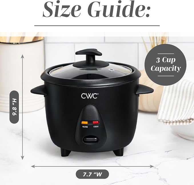 COOK WITH COLOR 6 Cup Rice Cooker 300W - Effortless Cooking and Perfectly, Cooks 3 Cups of Raw Rice for 6 Cups of Cooked Rice, Black