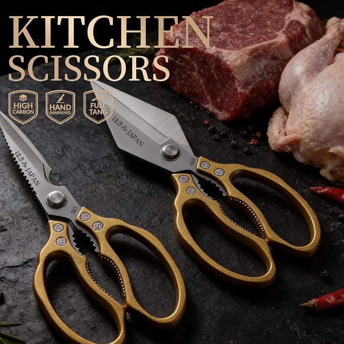 Kitchen Scissors, Kitchen Shears, Sharp Meat Cutting Scissor Dishwasher Safe, Poultry Shear Heavy Duty, Japan Cooking Kitchen Scissors Set for Food Chicken Shears, Gifts for Men Women