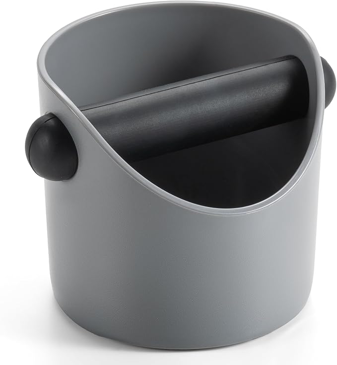 Li&Zhao Espresso Knock Box - Premium Knock Box for Espresso Machines with Non-Slip Base, Includes Brush and Dust Blower, Knock Box Espresso Accessory for Home, Suitable for 51-53mm Knock Box (Grey)