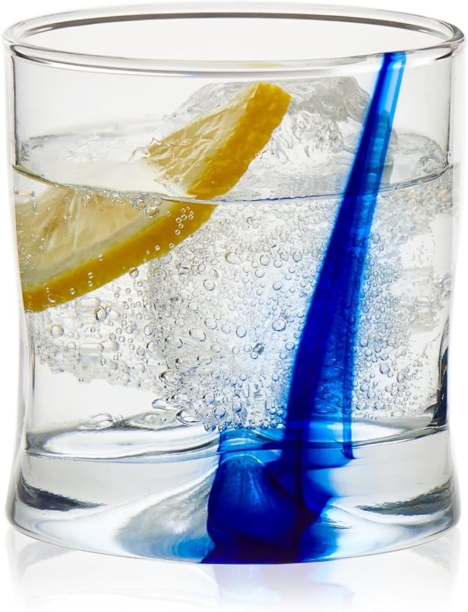 Libbey Blue Ribbon Rock Glasses Set of 8, Artisan Inspired Four-Dimple Shaped Whiskey Glasses Set, Dishwasher Safe Short Drinking Glasses for Families