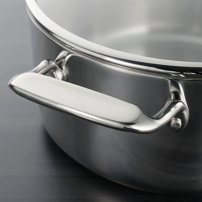 Tramontina Boston Tri-Ply Clad Stainless Steel 6-Quart Saute Pan with Lid | Induction-Ready Cooking Pan, Dishwasher-Safe, NSF-Certified